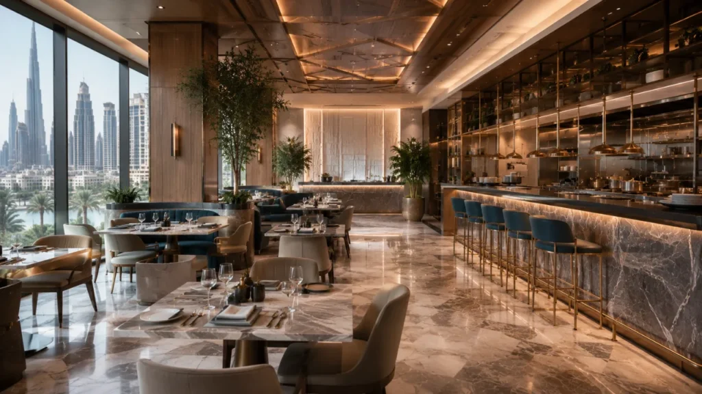 Fine dining refurbishment: Downtown Dubai, 3,200 sqft, delivered in 12 weeks